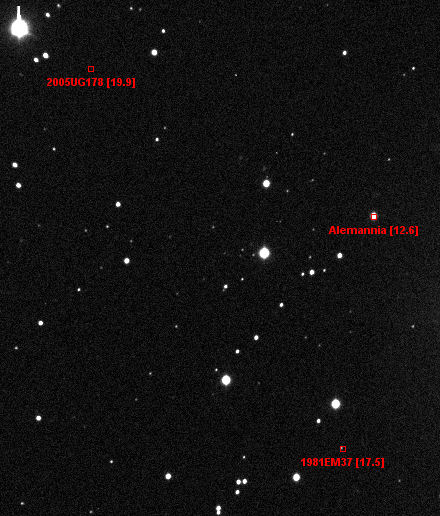 Les astéroïdes connus sur l'image