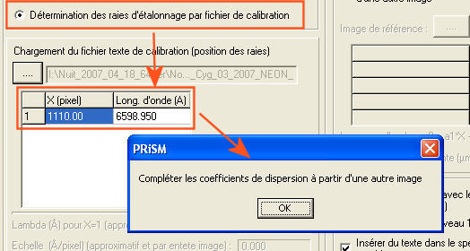 Une seule raie de calibration est utilisée --> il faut utiliser une autre image pour déterminer tous les coefficients