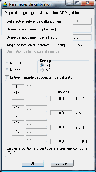 Les paramètres de calibration