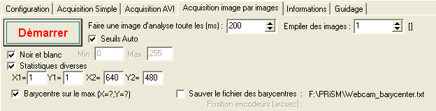 L'onglet acquisition images par images