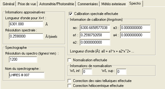 L'onglet Spectro