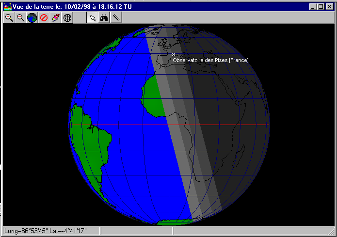 Une vue de la Terre; celle par défaut