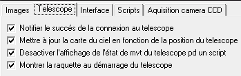 L'onglet Télescope
