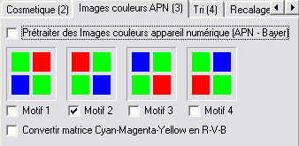 L'onglet images couleurs APN