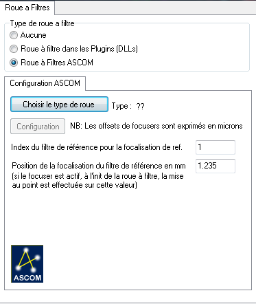 Roue à filtre par ASCOM