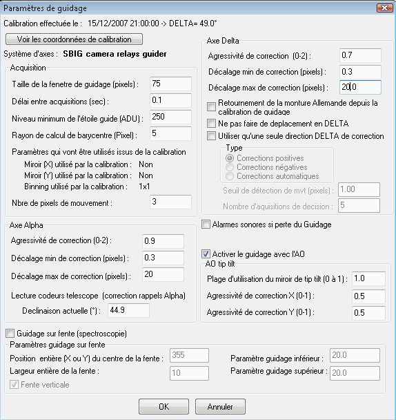 Le réglage des paramètres