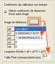 Utiliser les coefficients de calibration d'une autre image